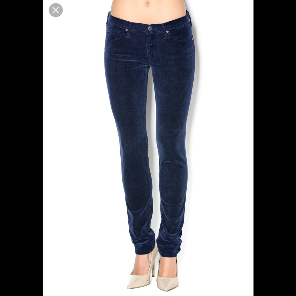 NWT: AG The Stilt Cigarette Leg Cords, Navy, 26