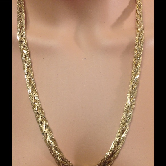 Braided Chain Golden Necklace - Picture 1 of 3