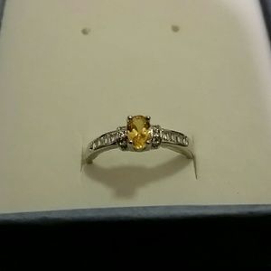 White Gold Filled with Yellow CZ Stone