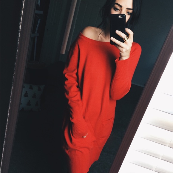 Sweaters - SWEATER SALE/ Red Long Sweater Dress
