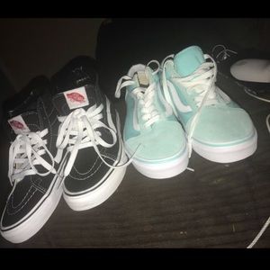 Old skool Vans Teal and black and white