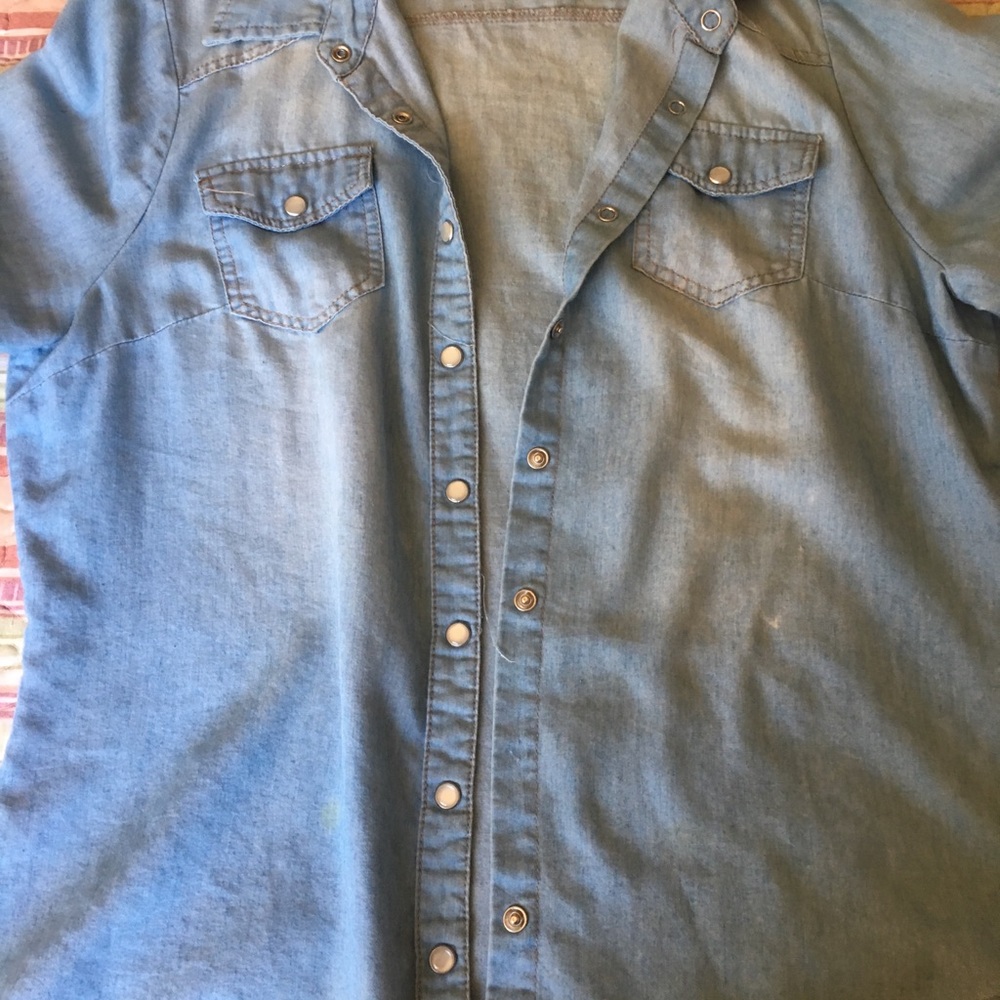 Blue denim style button up