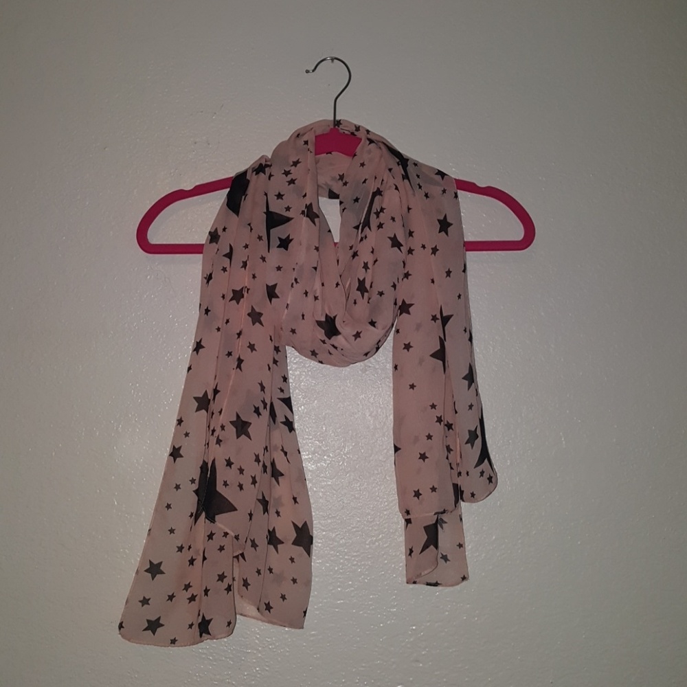 Pink and Black Scarf with Stars