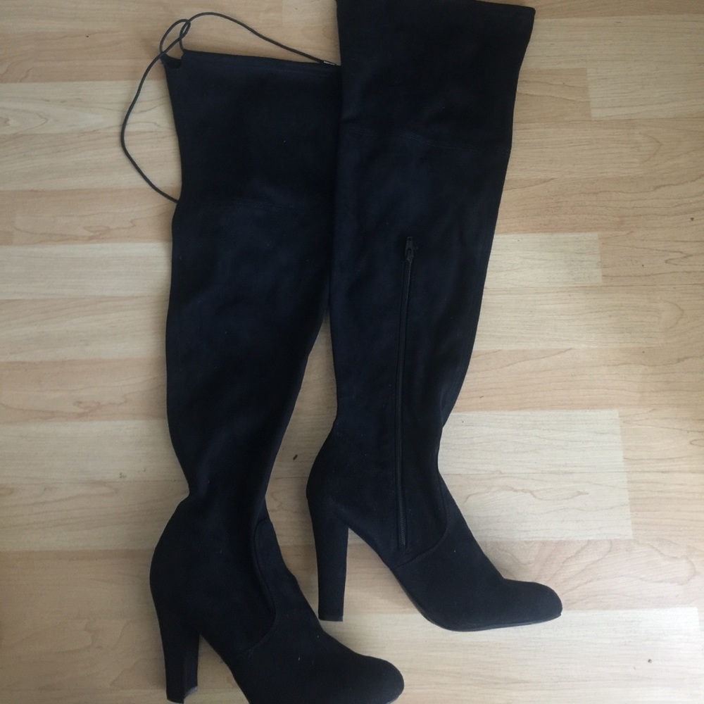 Over the knee high suede boots