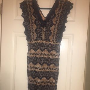 Navy & Cream Lace Dress