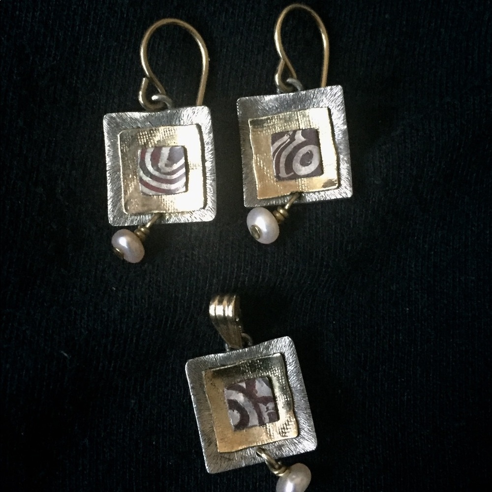SOLD Stunning Artisan Sterling earring pendant set