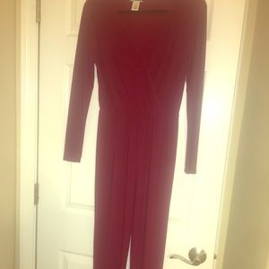 Red long sleeve one piece jumpsuit