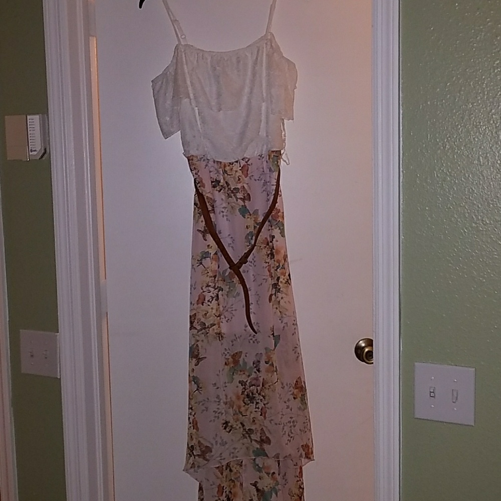 High low, off the shoulder maxi dress