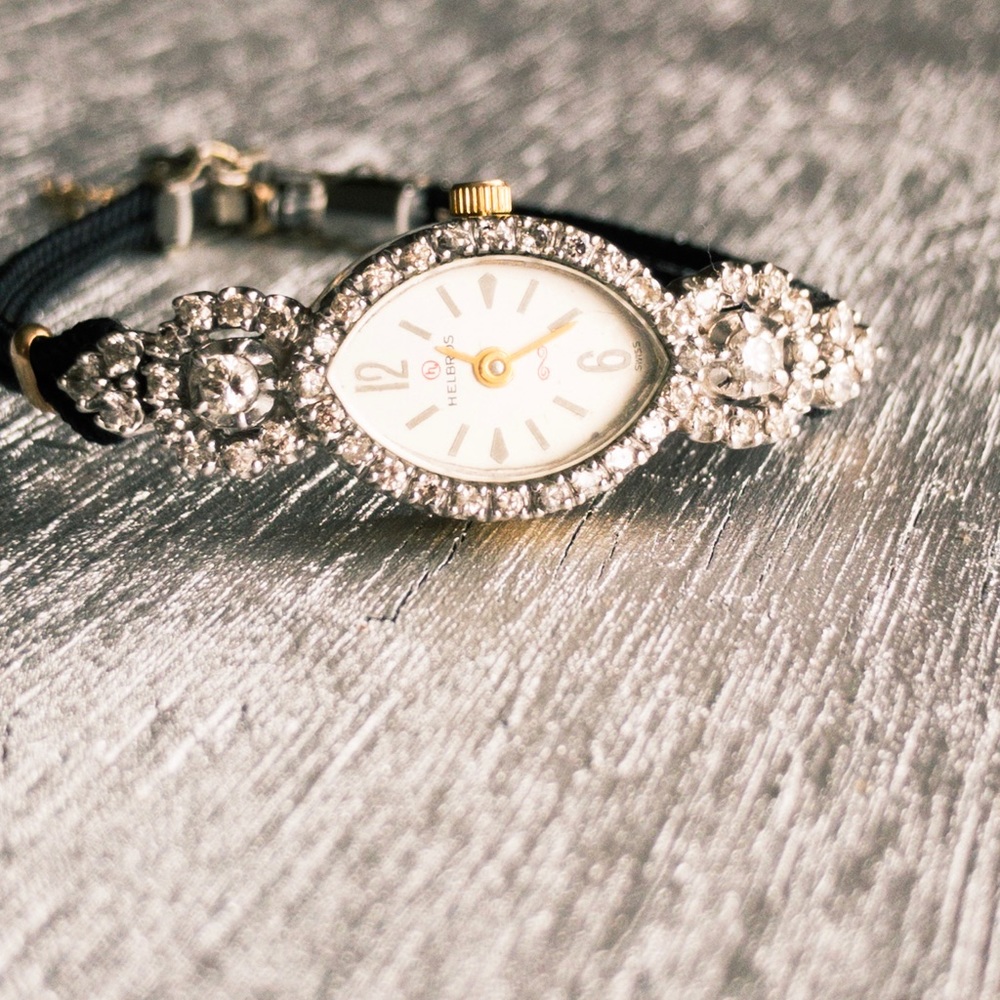 Vintage Swiss Diamond 14k gold watch