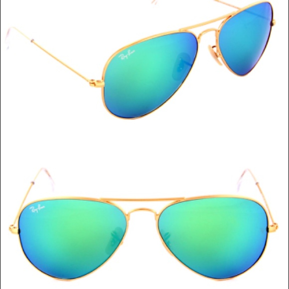 Ray ban green mirrored aviators