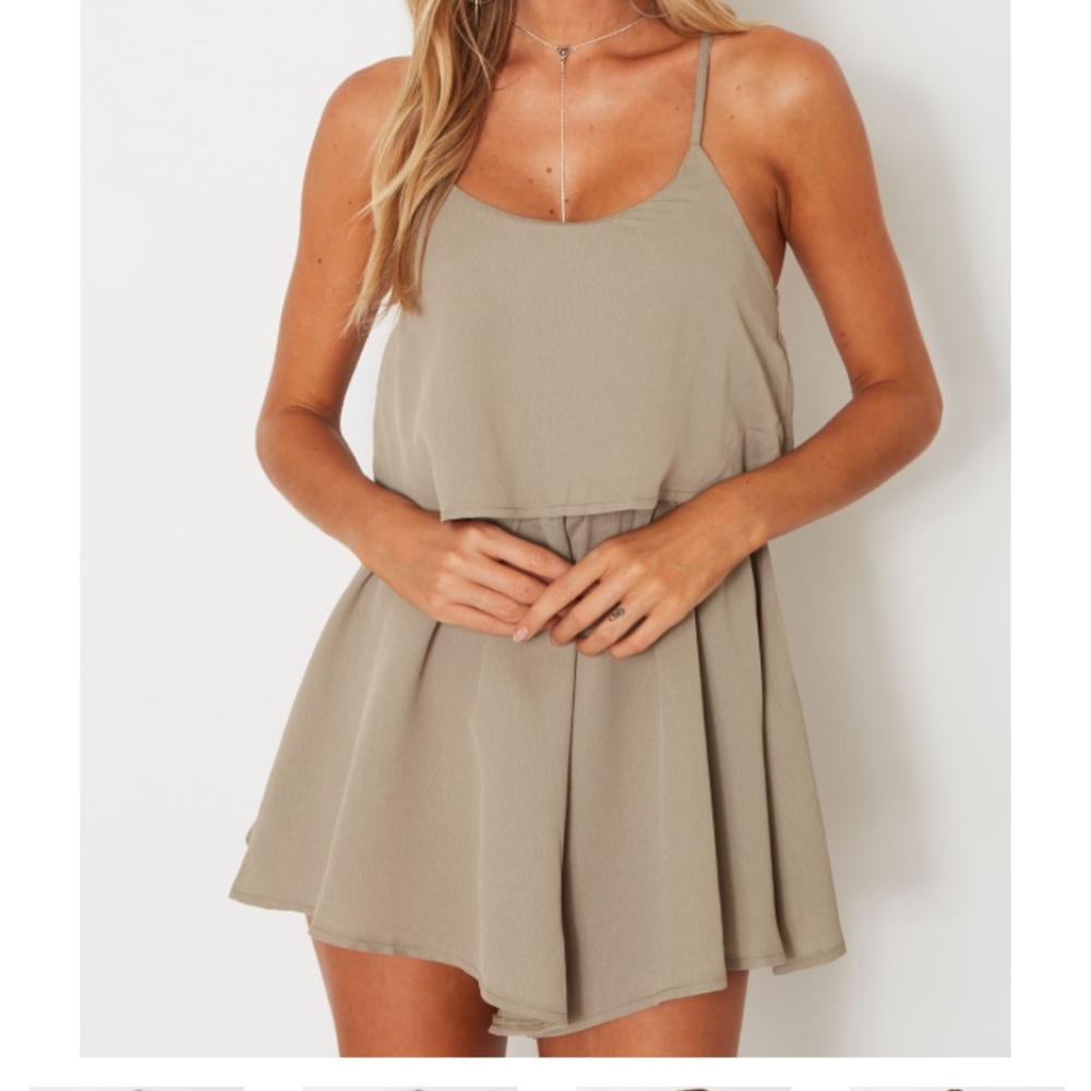 White Fox Boutique Khaki Romper (S)