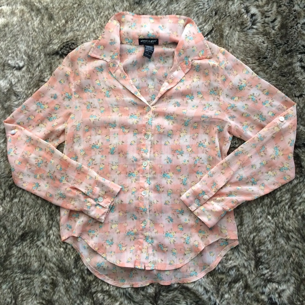 About a Girl Pink Floral Button Down Shirt