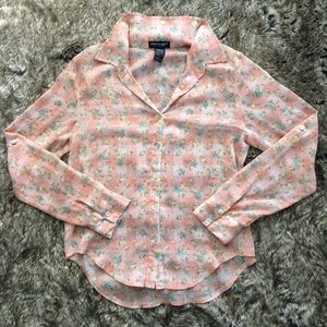 About a Girl Pink Floral Button Down Shirt