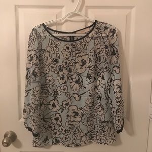 BLack and light blue LOFT blouse