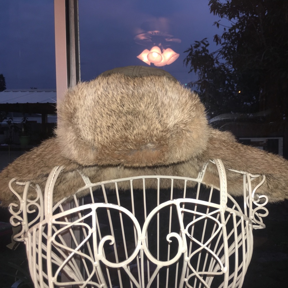 🍂Crown cap rabbit fur hat w/ ear flaps