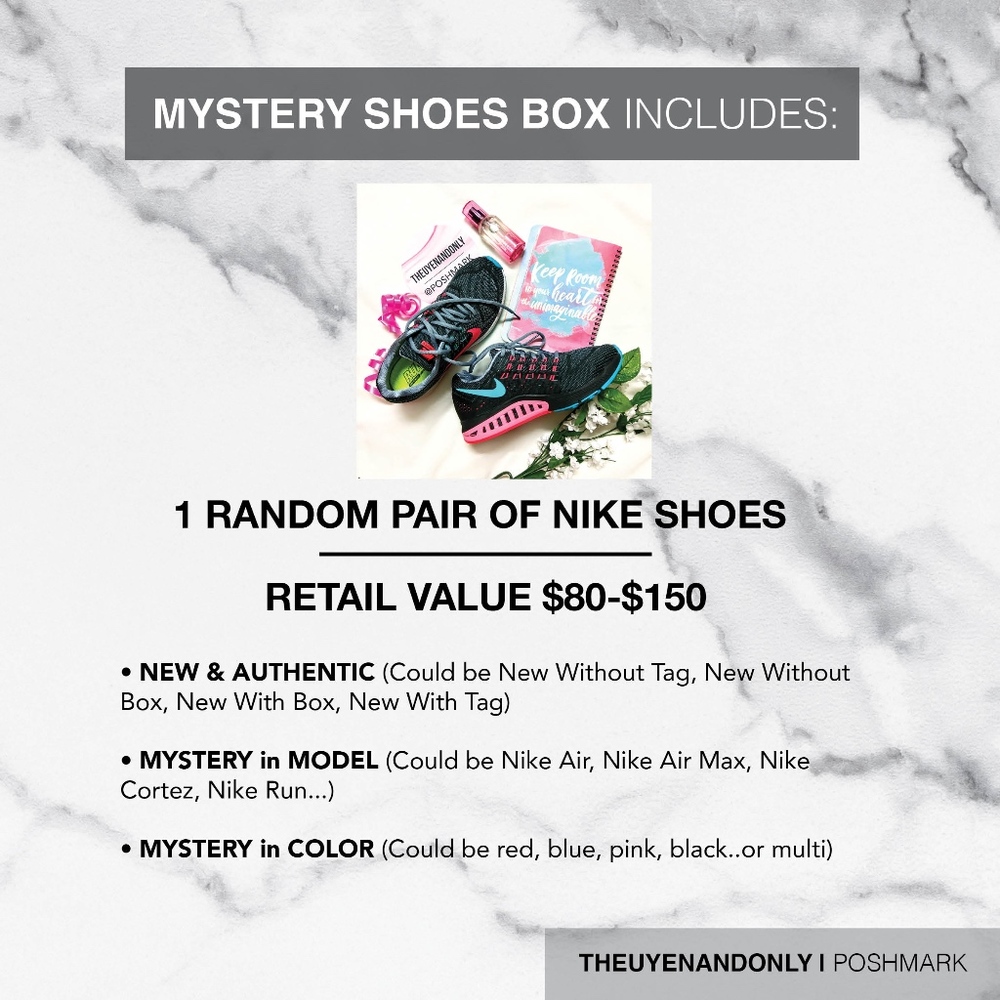 5 STARS RATED NIKE MYSTERY SHOES BOX 1 NEW PAIR - Picture 2 of 6