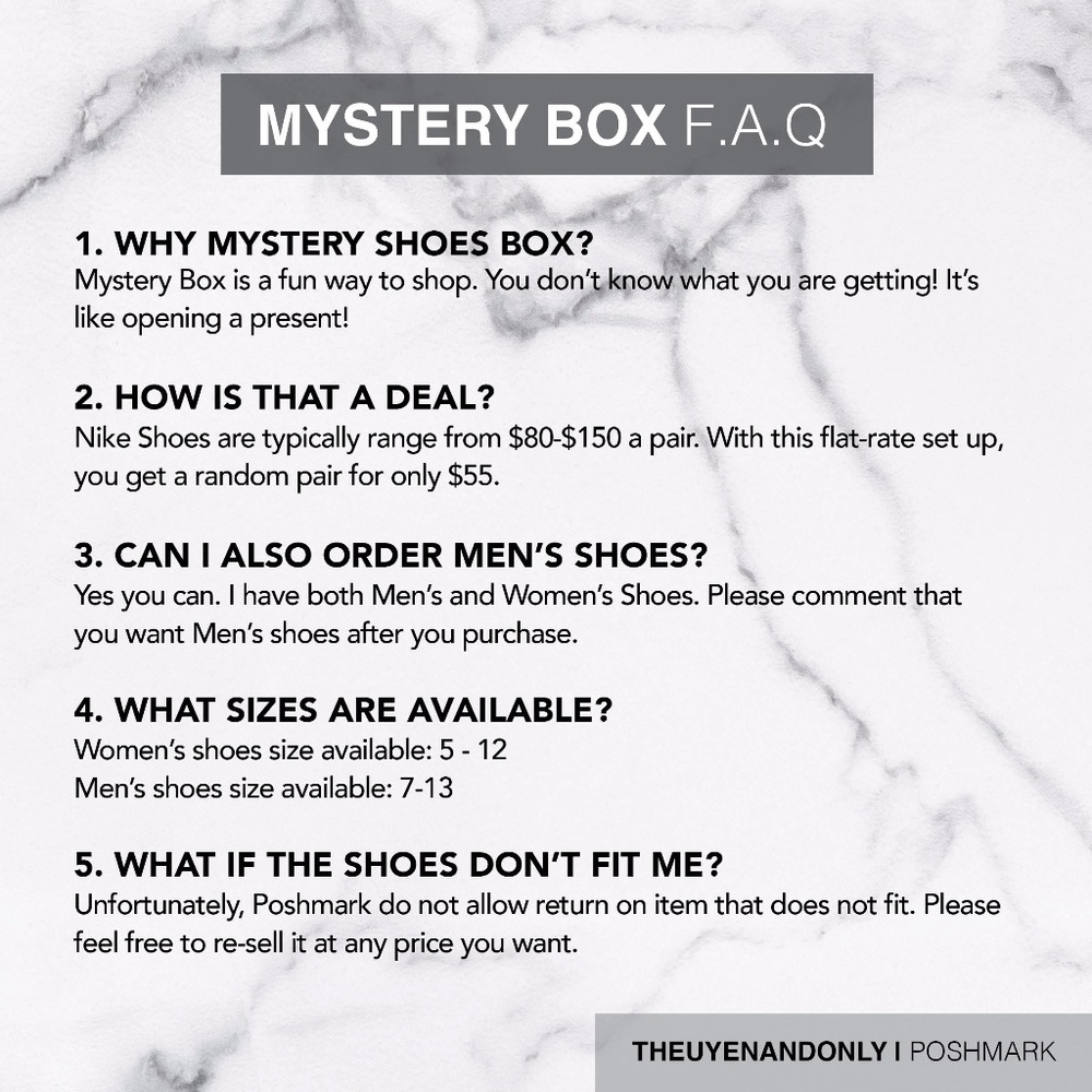 5 STARS RATED NIKE MYSTERY SHOES BOX 1 NEW PAIR - Picture 4 of 6