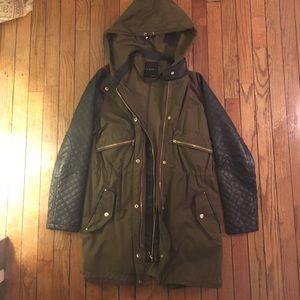 Zara Hunter Green Utility Coat with Black Sleeves