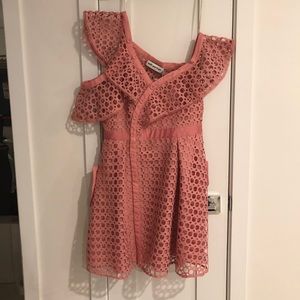 Self Portait Pink Lace Frill Mini Dress (Fits US6)