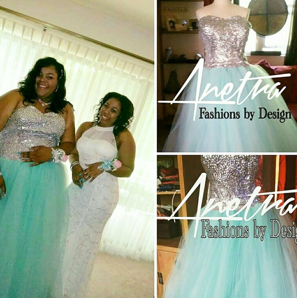 Anetra_Designs Dresses & Skirts - Mint colored bling "Custom Made" prom dress