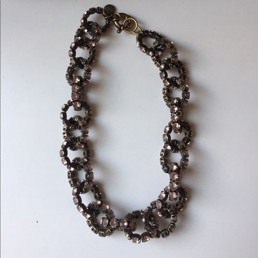 Jcrew Pink Crystal Stretch Necklace