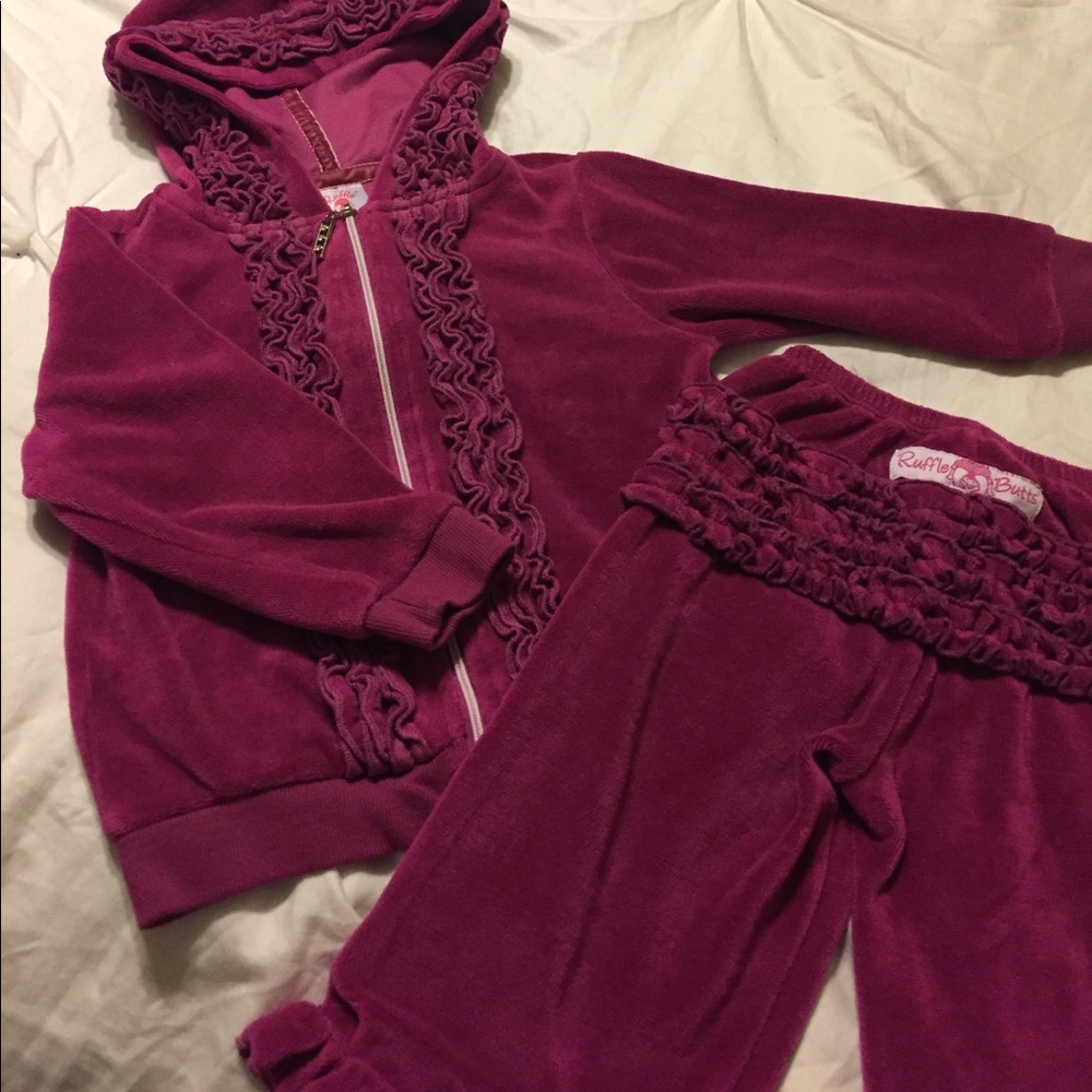 Ruffle Butt Velour track suit 18-24 months