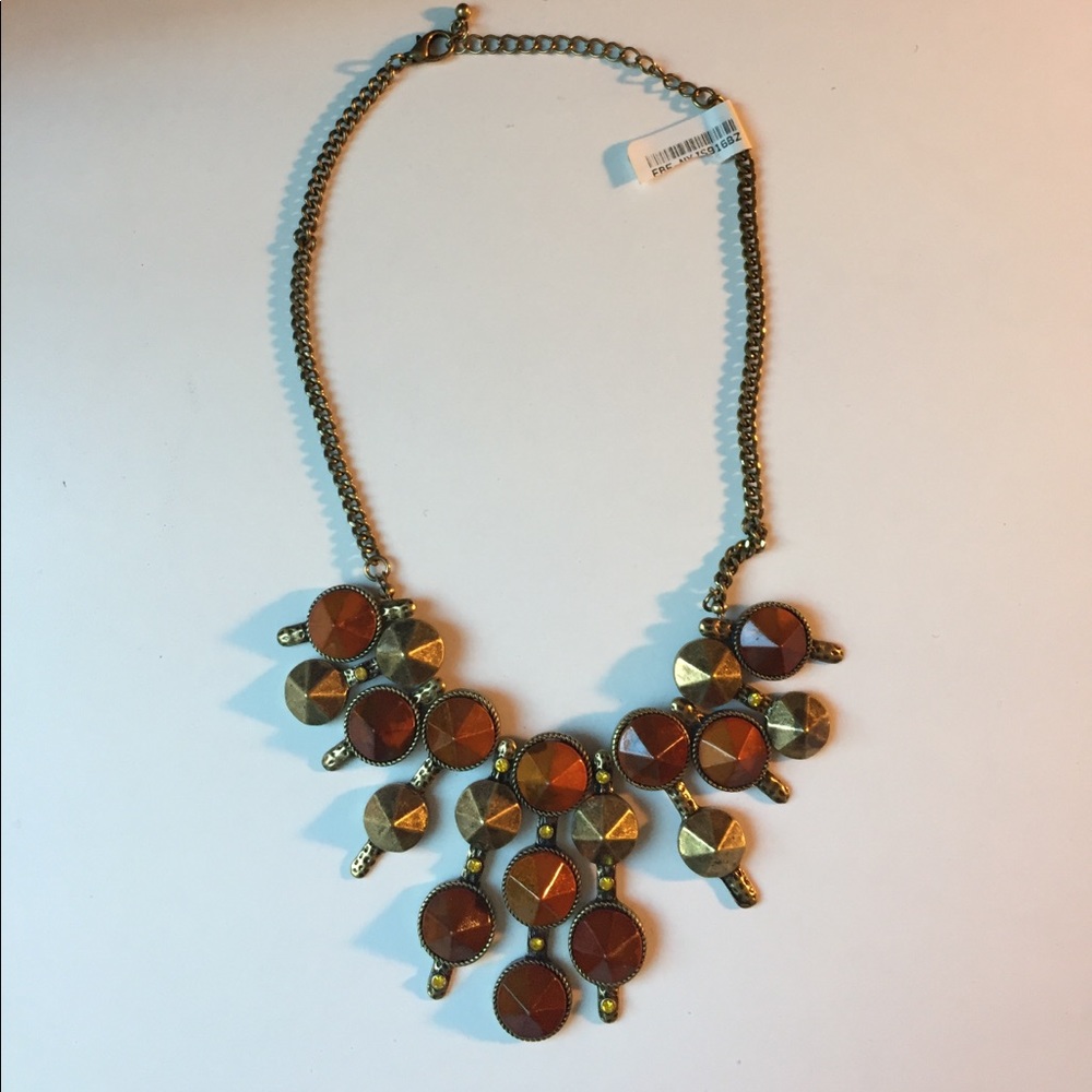 Studded brown and gold necklace