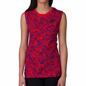 NIKE Red & Blue Crosshatch Pattern Muscle Tank NWT Athletic Athleisure Yoga