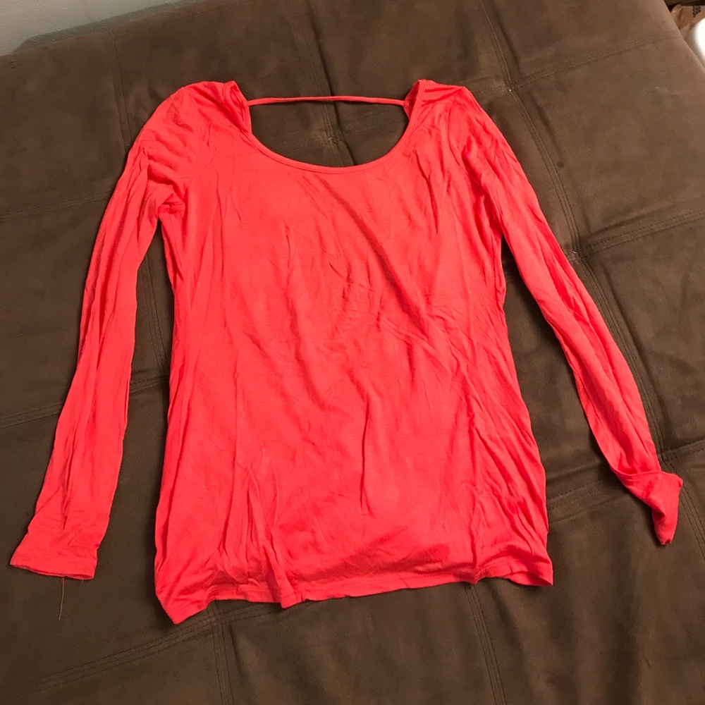 Charlotte Russe Coral open back long sleeved shirt
