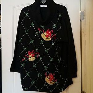 CHRISTMAS Black Dressy Sweater 1X - Victoria Jones