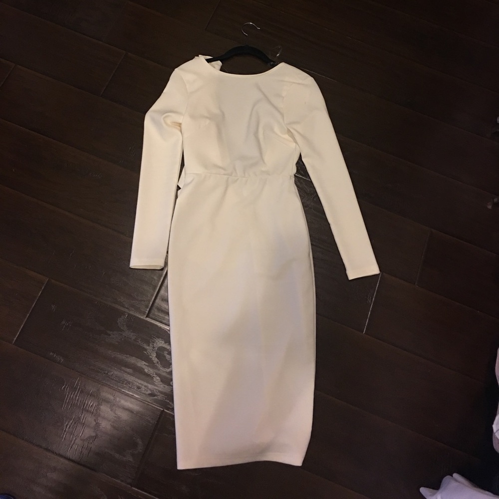 Cream midi long sleeve dress