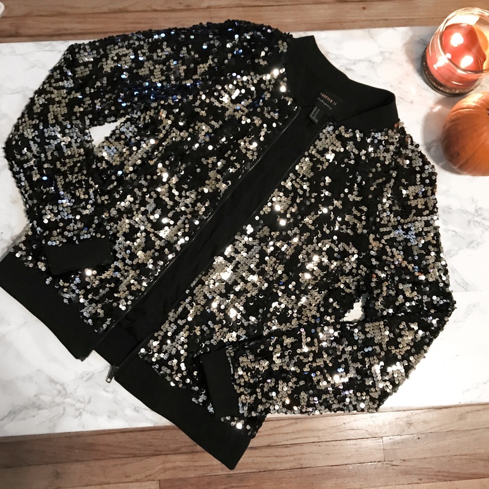 Sequin bomber jacket