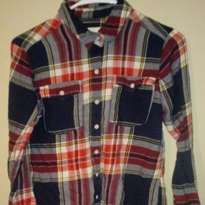 Plaid button up top