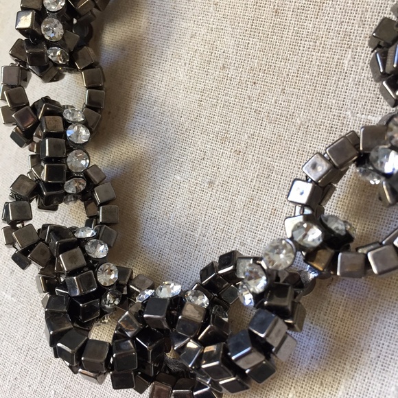 Antiqued Bronze Chunky Link Rhinestone Necklace - Picture 6 of 8