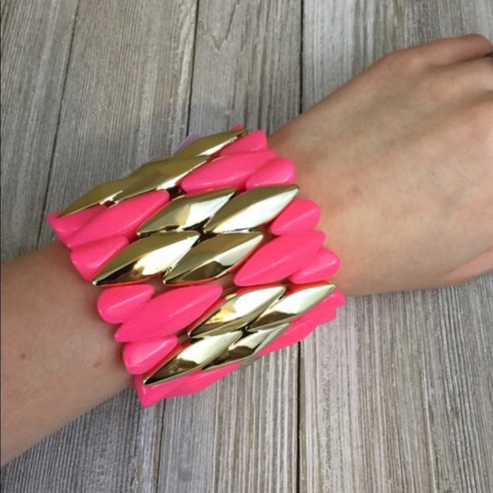 Hot Pink and Gold Bracelet