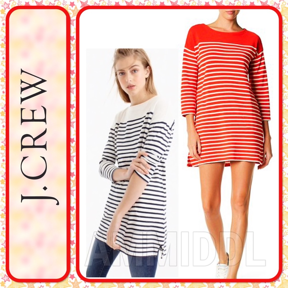 🆕J. Crew Striped Boat Neck Tunic Dress