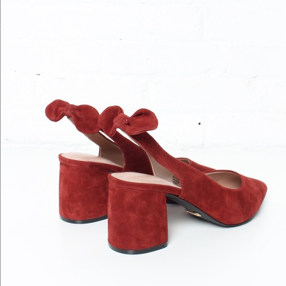 NIB Kensie Burgundy Suede Slingback Block Heels 8 - Picture 4 of 4