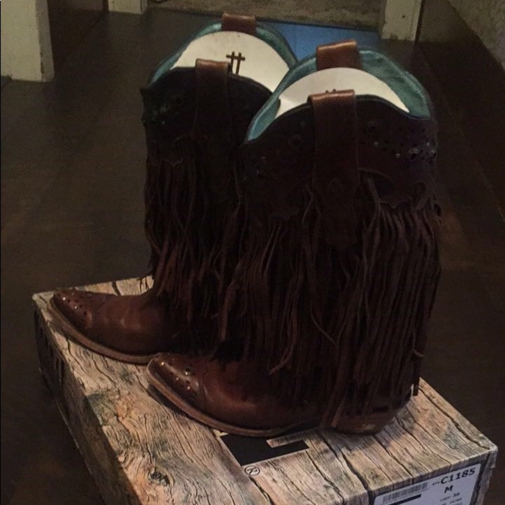 Corral Sierra Fringe & Studded Cowgirl Boots