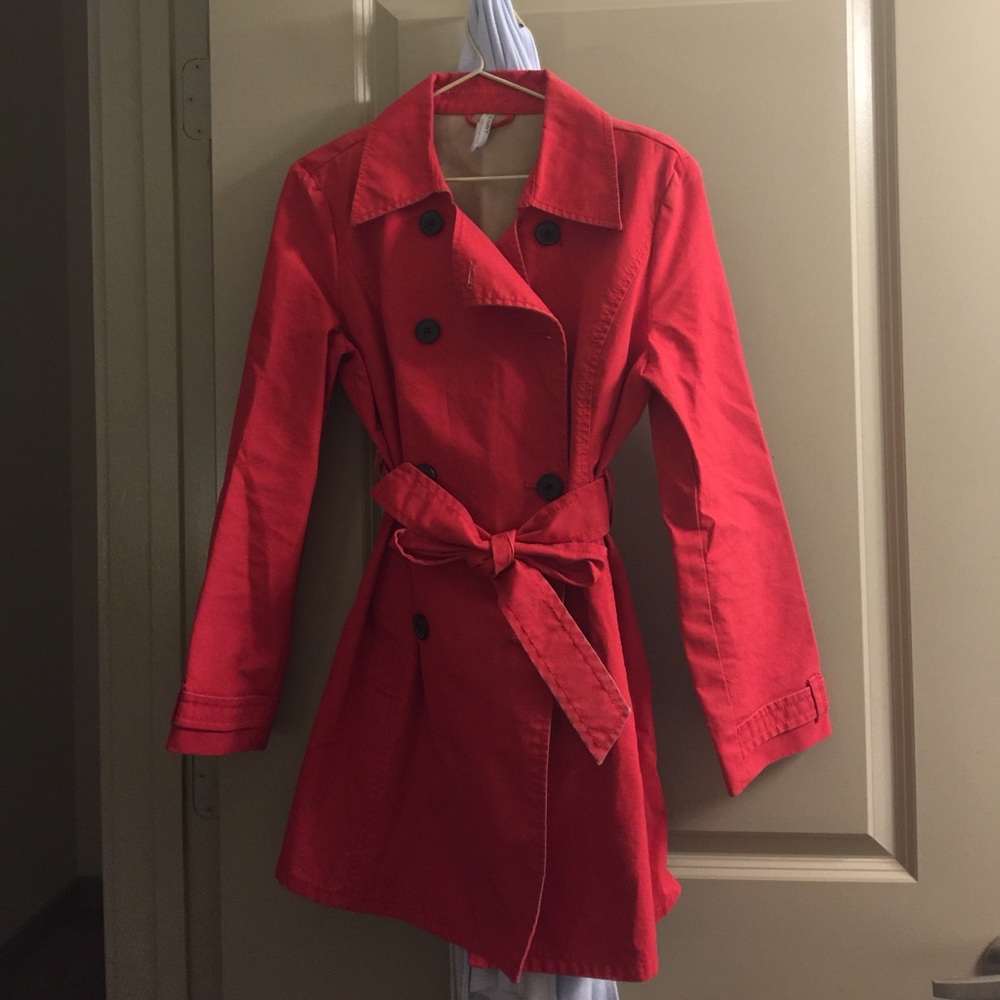 Mid-thigh Red Trench Coat