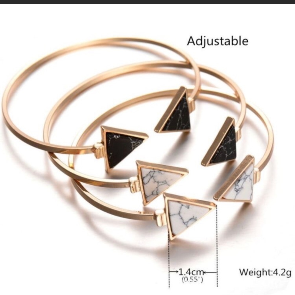 Marble triangle bangle bracelet.