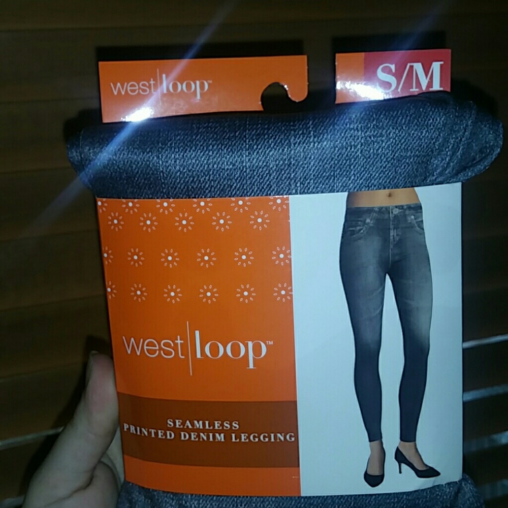 Seamless printed denim leggings