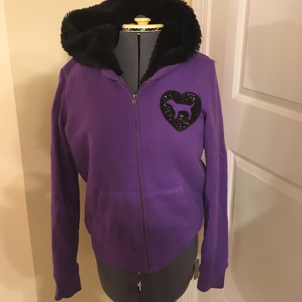 Victoria’s Secret PINK Faux Fur Sequins Hoodie