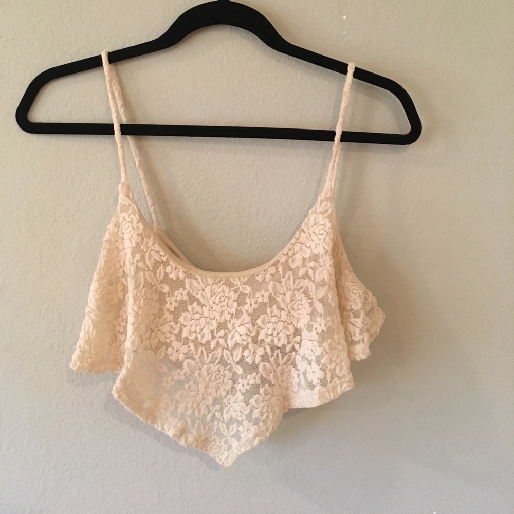 Cream lace crop top
