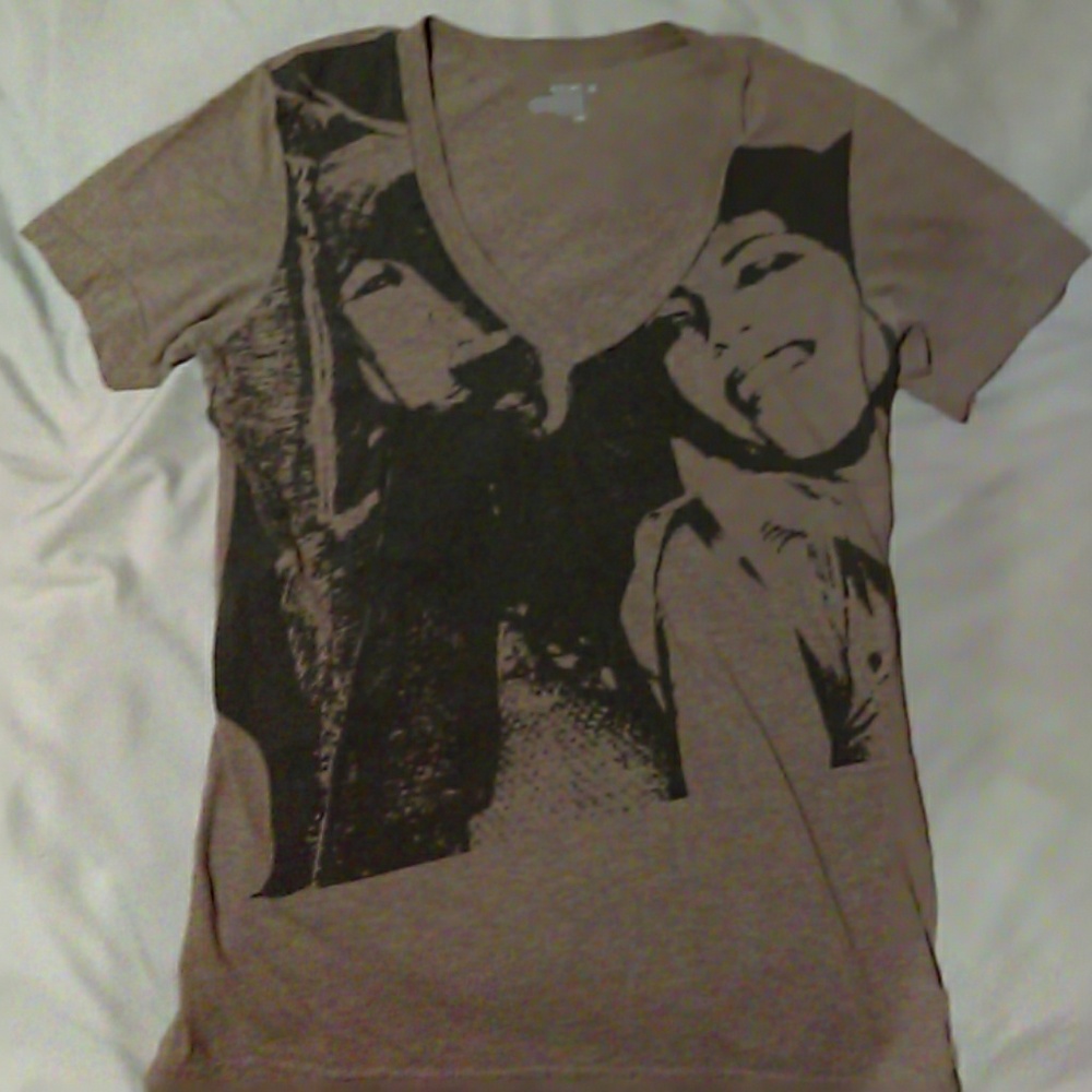 V-Neck Graphic T-shirt with two womens faces