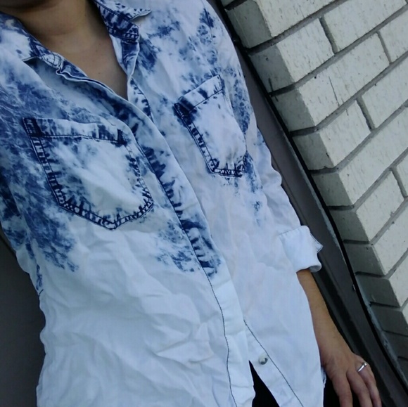 Tops - BLUE JEAN TIE DYE BUTTON DOWN