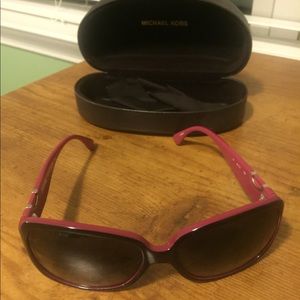 Michael Kors pink and black sunglasses + case
