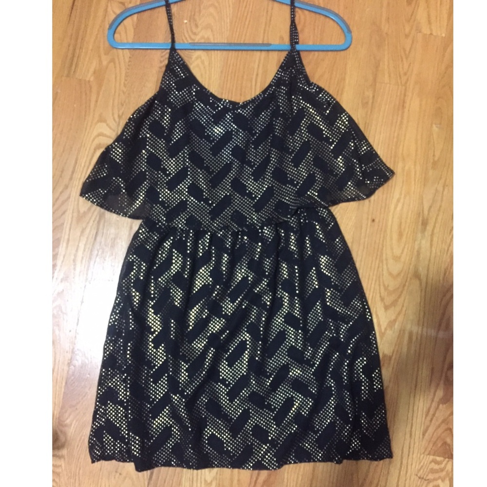 Black and gold two tiered dress - size medium