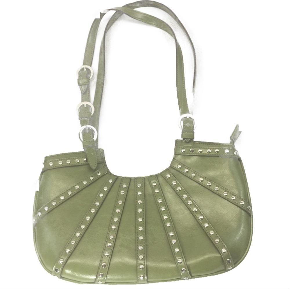 RINA RICH STUDDED HANDBAG PURSE SILVER HARDWARE