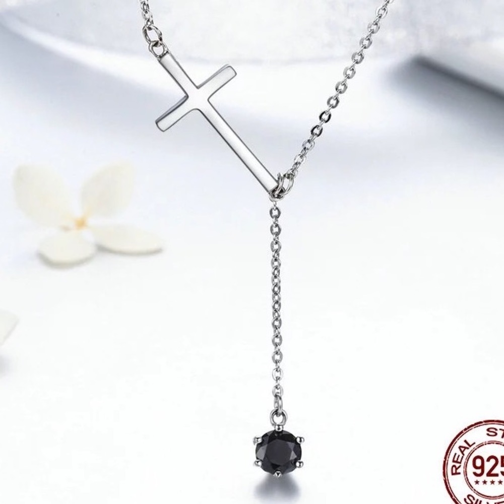 100% 925 silver light of faith cross choker neckla