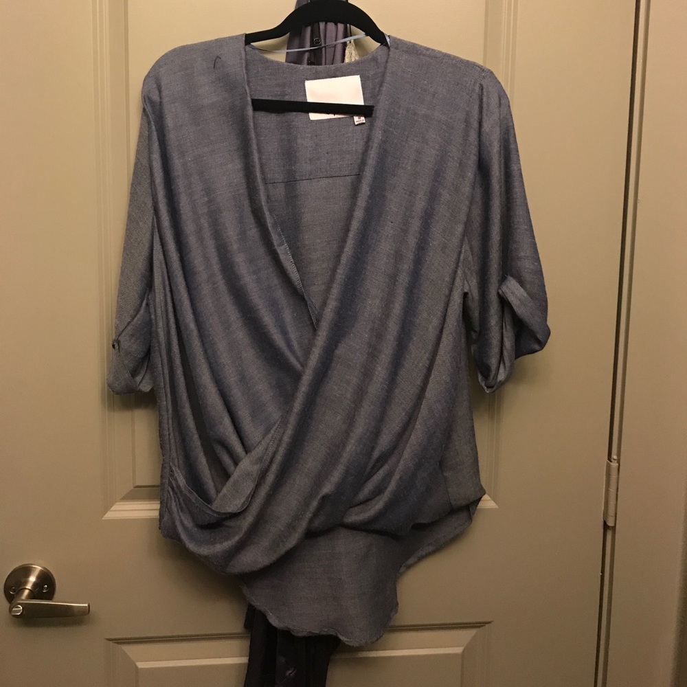 Blue chambray cross cross top, make me an offer!!